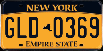 NY license plate GLD0369