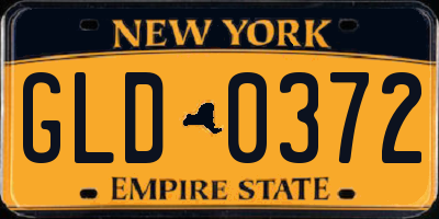 NY license plate GLD0372