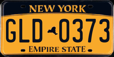 NY license plate GLD0373