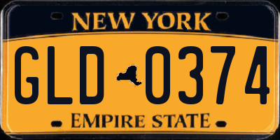 NY license plate GLD0374