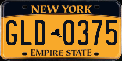 NY license plate GLD0375