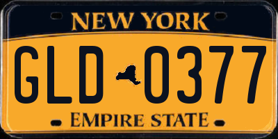 NY license plate GLD0377