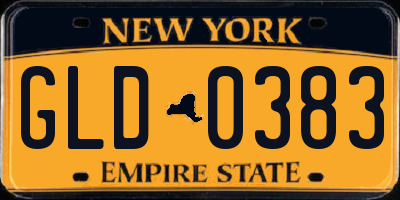 NY license plate GLD0383