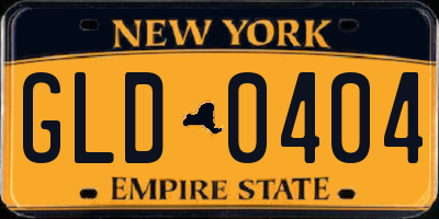 NY license plate GLD0404