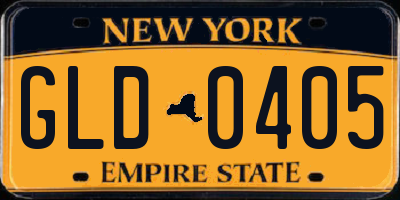 NY license plate GLD0405