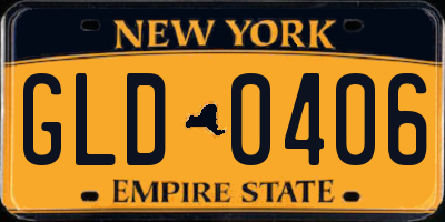 NY license plate GLD0406