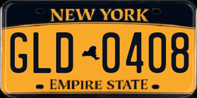 NY license plate GLD0408