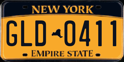 NY license plate GLD0411