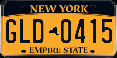 NY license plate GLD0415