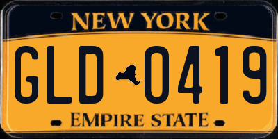 NY license plate GLD0419