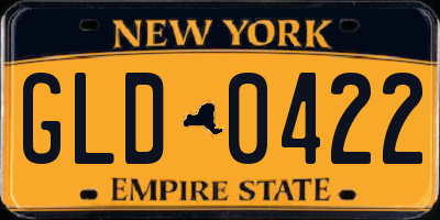 NY license plate GLD0422