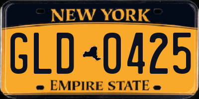 NY license plate GLD0425