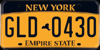 NY license plate GLD0430