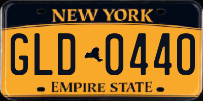 NY license plate GLD0440