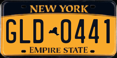 NY license plate GLD0441