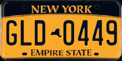 NY license plate GLD0449