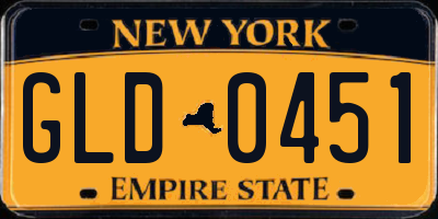 NY license plate GLD0451