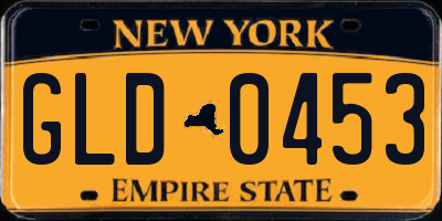 NY license plate GLD0453