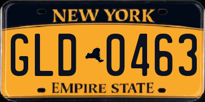 NY license plate GLD0463