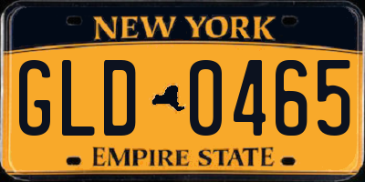 NY license plate GLD0465