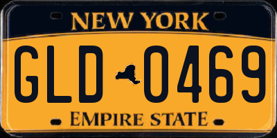 NY license plate GLD0469