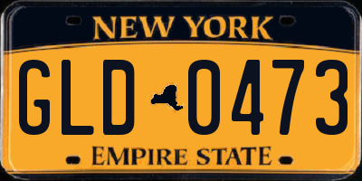 NY license plate GLD0473