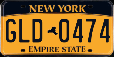 NY license plate GLD0474