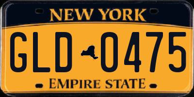 NY license plate GLD0475