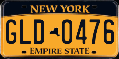 NY license plate GLD0476