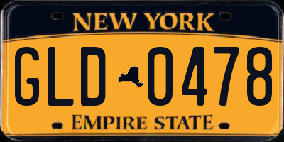 NY license plate GLD0478