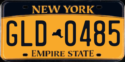 NY license plate GLD0485