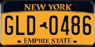 NY license plate GLD0486