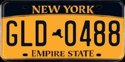 NY license plate GLD0488