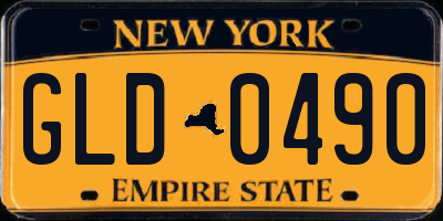 NY license plate GLD0490