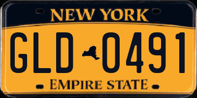 NY license plate GLD0491