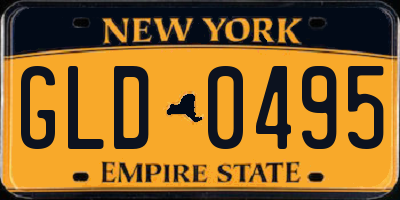 NY license plate GLD0495