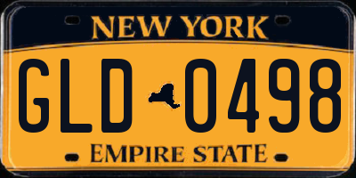 NY license plate GLD0498