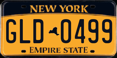 NY license plate GLD0499