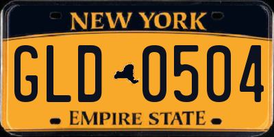 NY license plate GLD0504