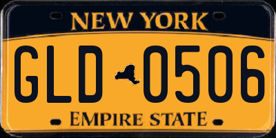 NY license plate GLD0506