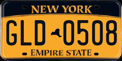 NY license plate GLD0508