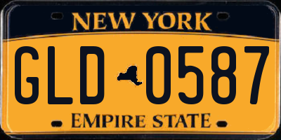 NY license plate GLD0587
