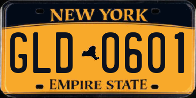 NY license plate GLD0601