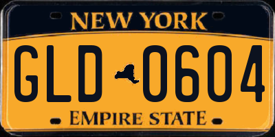NY license plate GLD0604