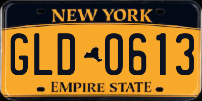 NY license plate GLD0613