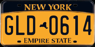 NY license plate GLD0614