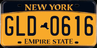 NY license plate GLD0616