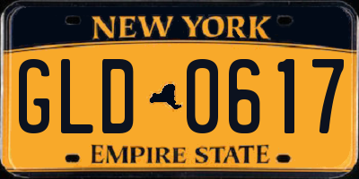 NY license plate GLD0617