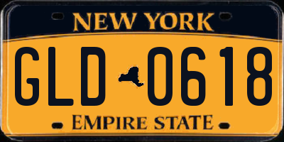 NY license plate GLD0618