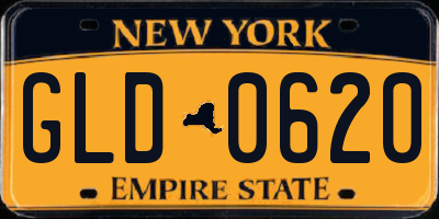 NY license plate GLD0620